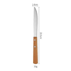 12-Piece Stainless Steel Cutlery Set with Wooden Handles, view 6