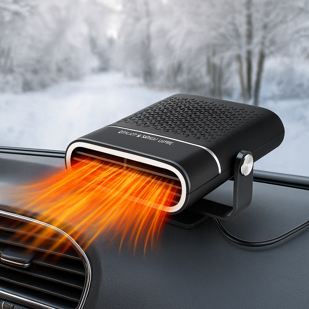 12V Car Fan Heater and Defroster with USB Power and Rotating Base, view 3