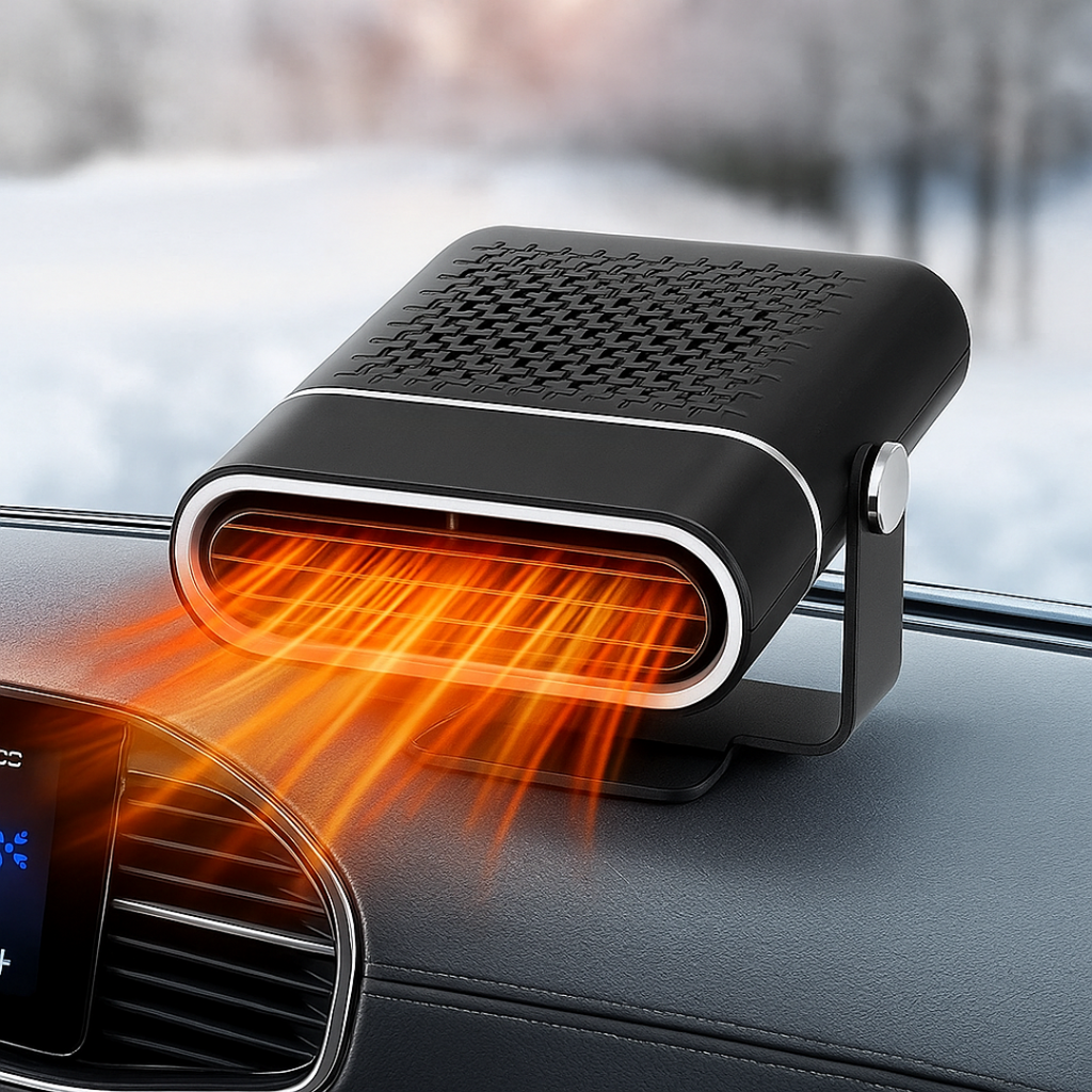 12V Car Fan Heater and Defroster with USB Power and Rotating Base