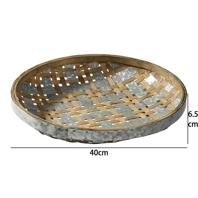 Decorative Serving Tray Bamboo Handwoven | High & Bury
