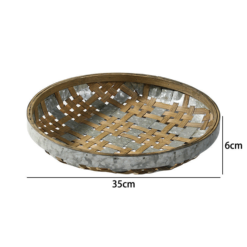 Decorative Serving Tray Bamboo Handwoven | High & Bury