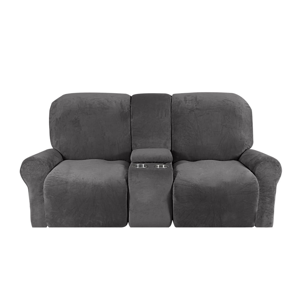2-Seater Recliner Sofa Cover, Velvet Plush, Fits Loveseats up to 77 Inches, view 14