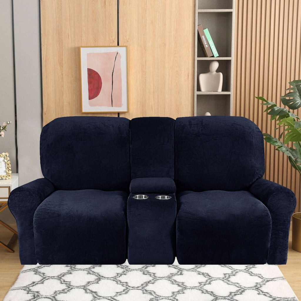 2-Seater Recliner Sofa Cover, Velvet Plush, Fits Loveseats up to 77 Inches, view 2