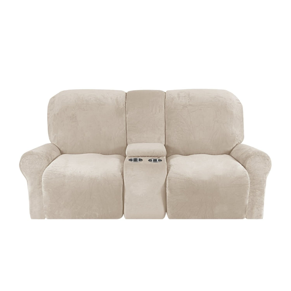 2-Seater Recliner Sofa Cover, Velvet Plush, Fits Loveseats up to 77 Inches, view 7