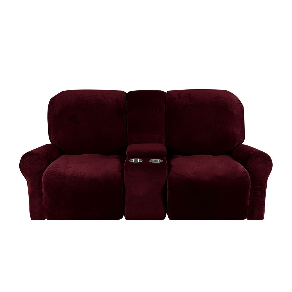 2-Seater Recliner Sofa Cover, Velvet Plush, Fits Loveseats up to 77 Inches, view 8