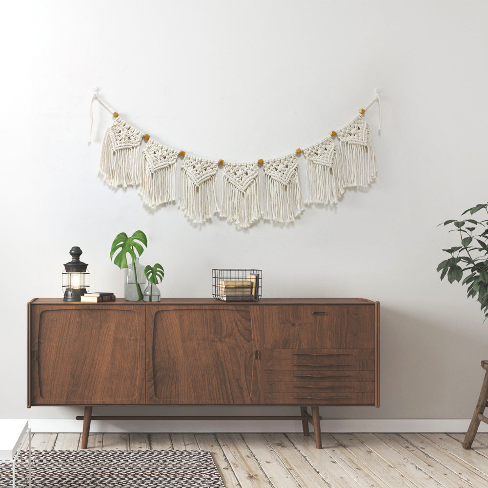 Decorative Macrame Wall Hanging with Ornate Fringes | High & Bury