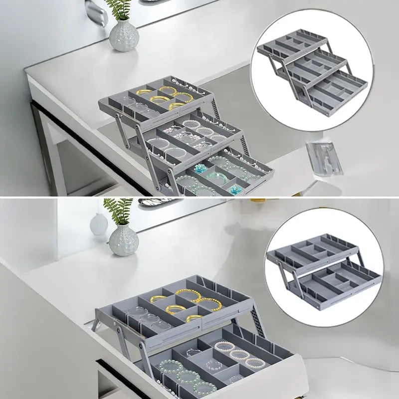 3-Tier Drawer Organiser with 12 Adjustable Dividers, ABS Plastic, view 2