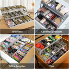 3-Tier Drawer Organiser with 12 Adjustable Dividers, ABS Plastic, view 5