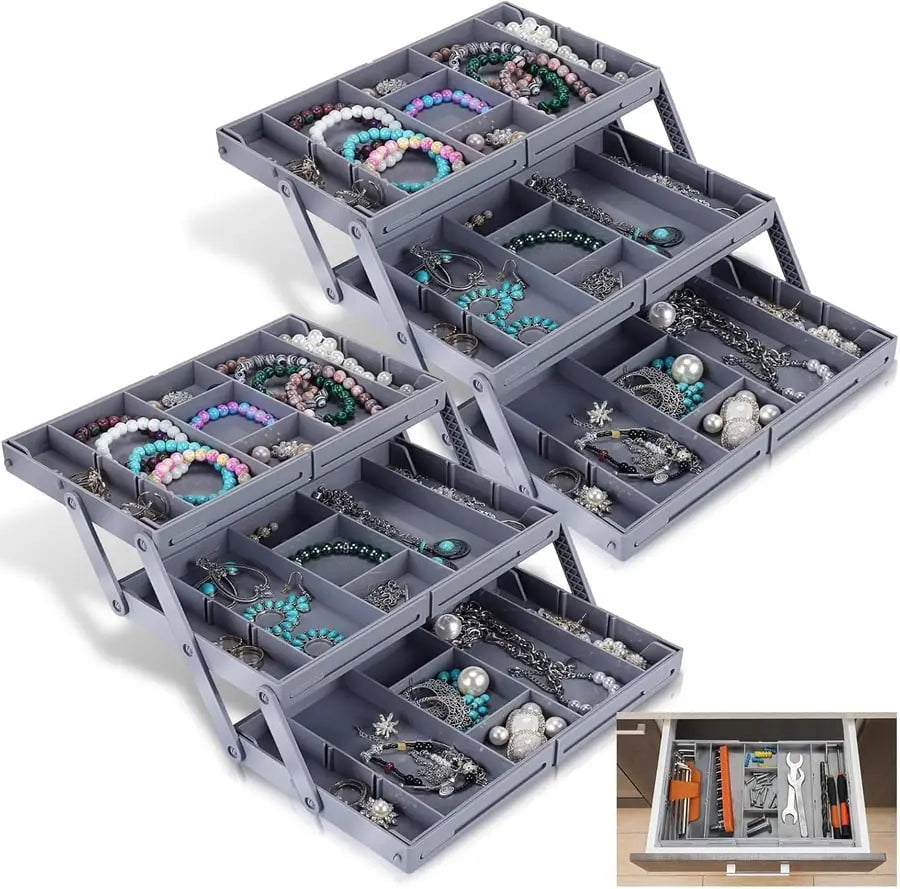 3-Tier Drawer Organiser with 12 Adjustable Dividers, ABS Plastic, view 7