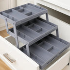 3-Tier Drawer Organiser with 12 Adjustable Dividers, ABS Plastic