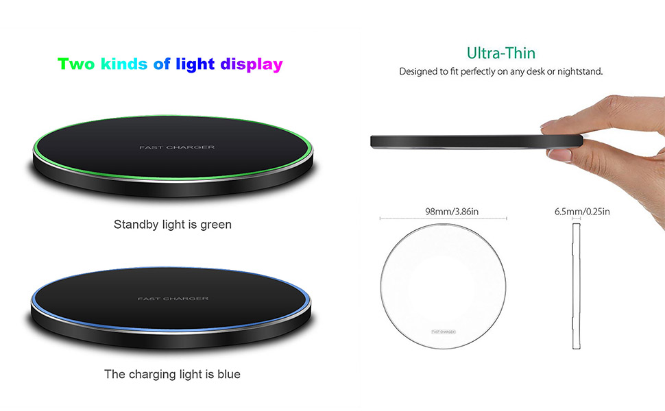 30W Wireless Charging Pad with USB-C Cable for Qi Devices, view 13