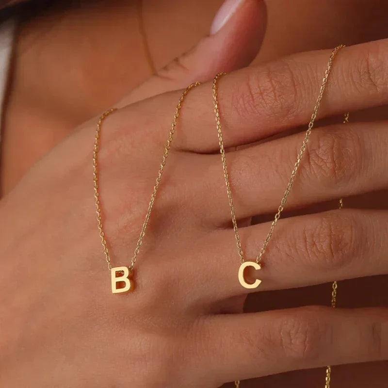 316L Stainless Steel Initial Necklace, 45cm + 5cm Extender, view 2