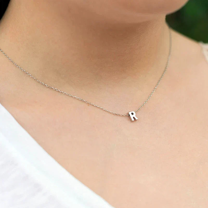 316L Stainless Steel Initial Necklace, 45cm + 5cm Extender, view 4