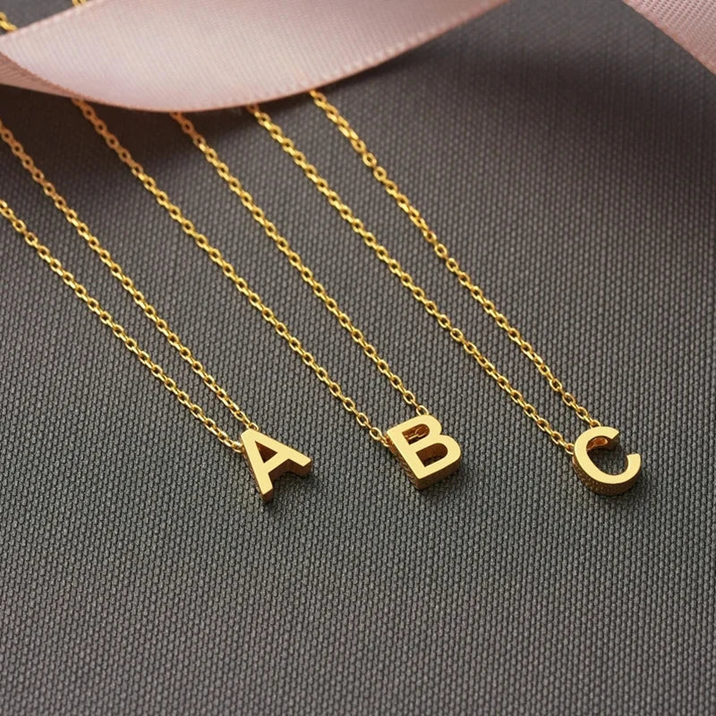 316L Stainless Steel Initial Necklace, 45cm + 5cm Extender, view 5