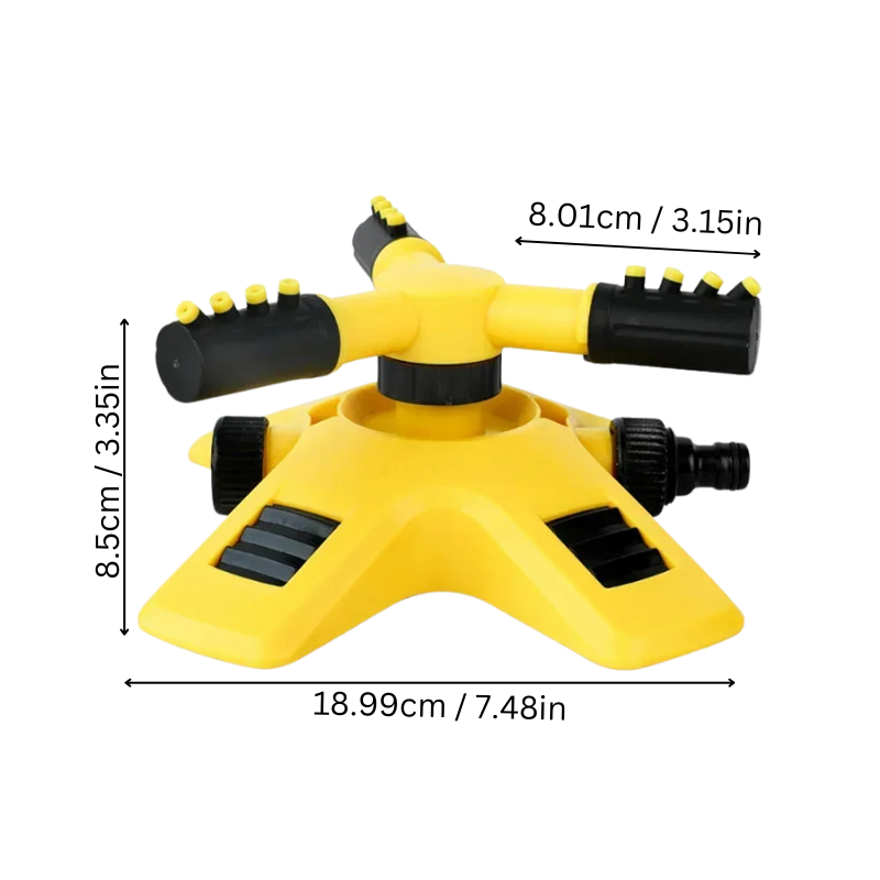 360° Rotating Lawn Sprinkler with Multi-Angle Nozzles, Yellow ABS, view 6