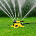 360° Rotating Lawn Sprinkler with Multi-Angle Nozzles, Yellow ABS