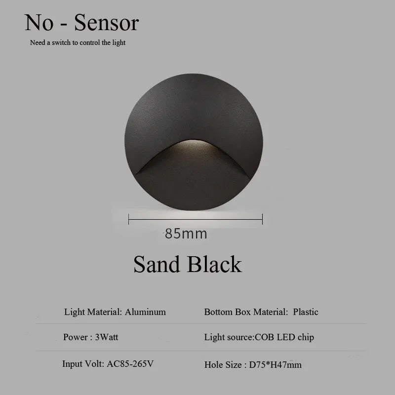 3W Aluminium Recessed LED Step Wall Light, 85 × 85mm, AC100–240V, view 7