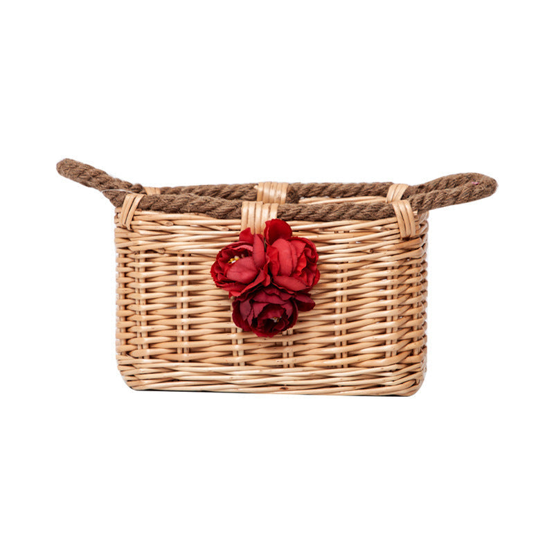 Basket with Decorative Flower Decoration | High & Bury