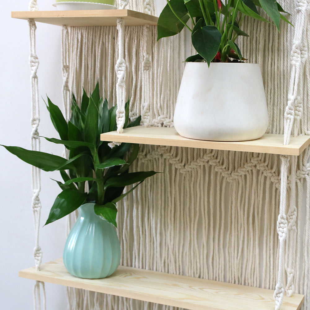Decorative Macrame Plant Holder with Shelves | High & Bury