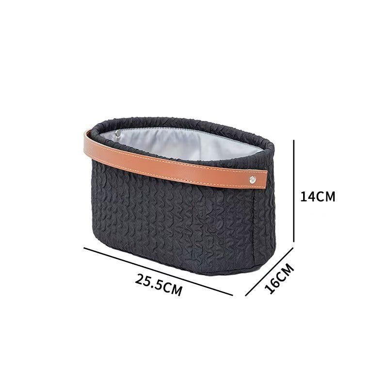 Elegant Storage Basket with Faux Leather Handle | High & Bury