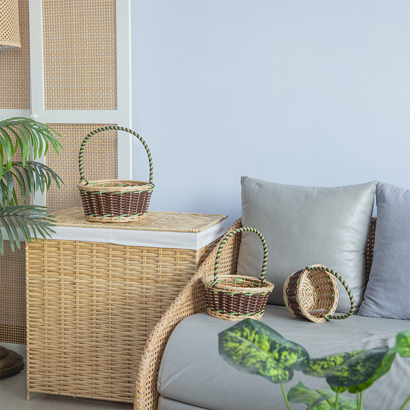 Braided Storage Basket with Decorative Cotton Handles | High & Bury