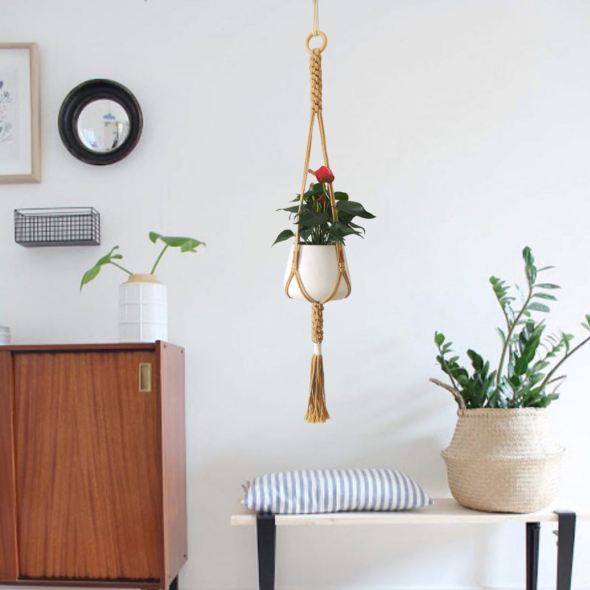 Macrame Plant Hanger Blue | High & Bury