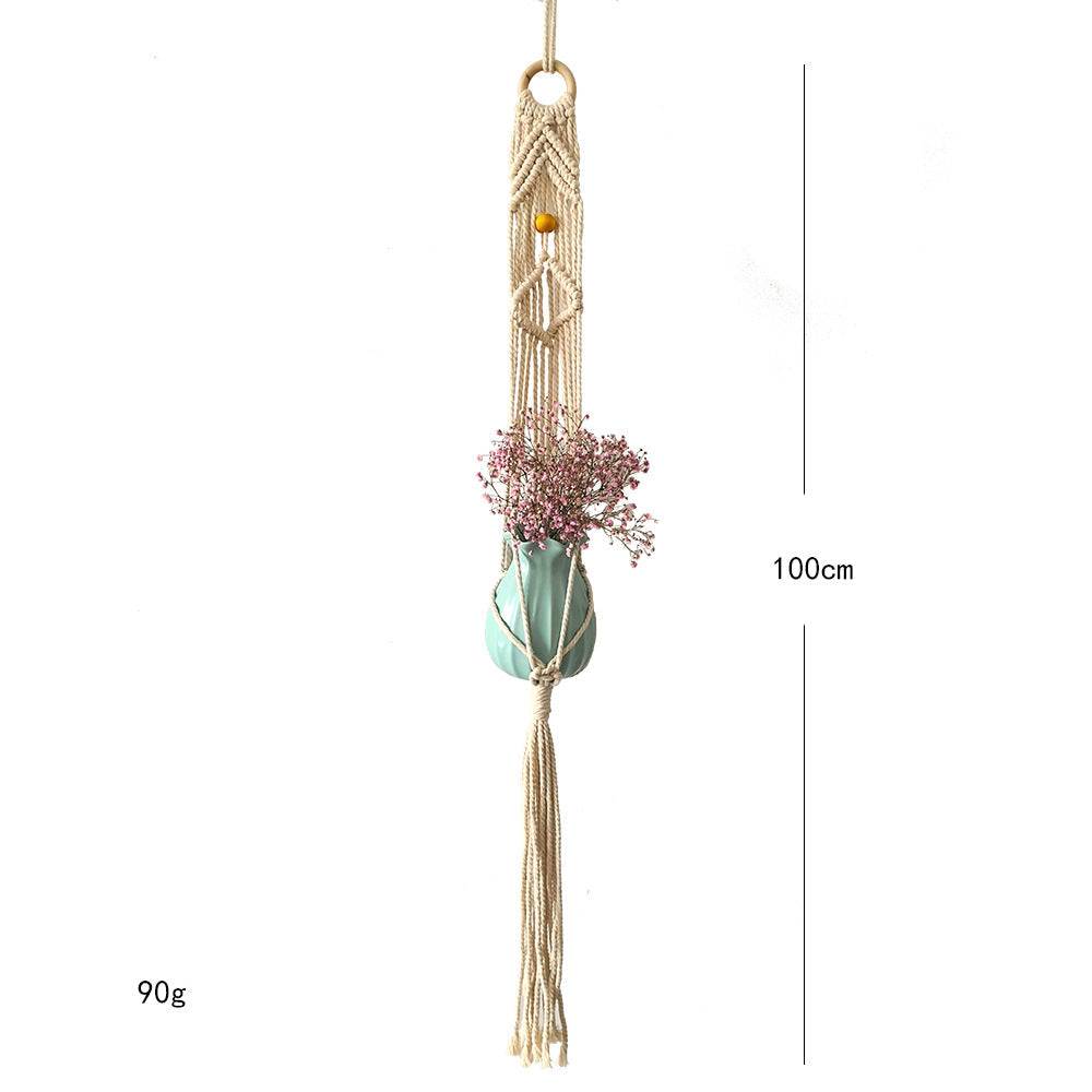 Macrame Plant Hanger with Decorative Tassels Blue | High & Bury