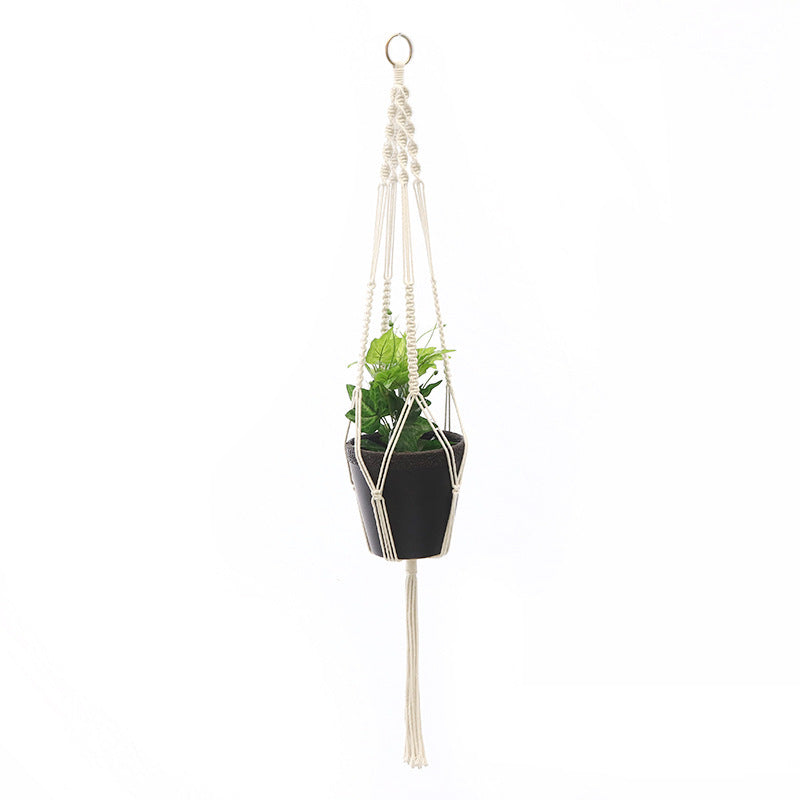 Hanging Macrame Plant Holder Dark Blue Cotton Rope | High & Bury
