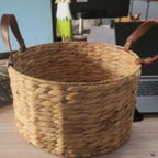 Braided Storage Basket with Leather Handles | High & Bury