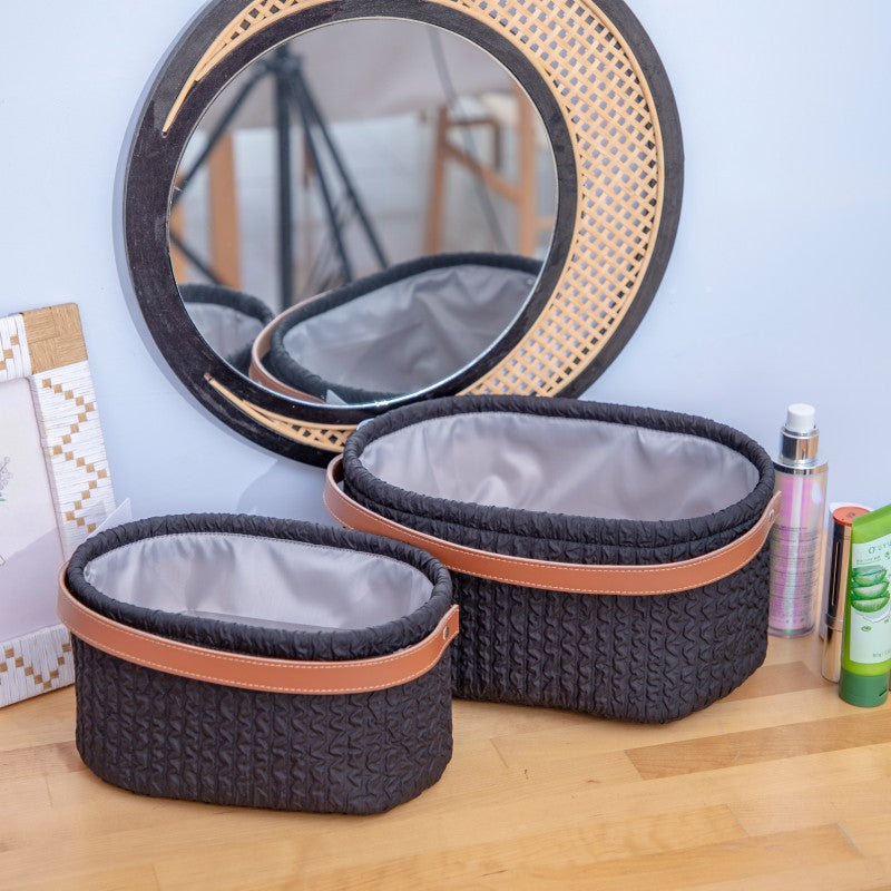 Elegant Storage Basket with Faux Leather Handle | High & Bury