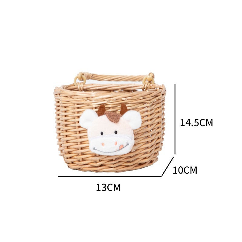 Basket made of Woven Material with Cute Animal Motif | High & Bury