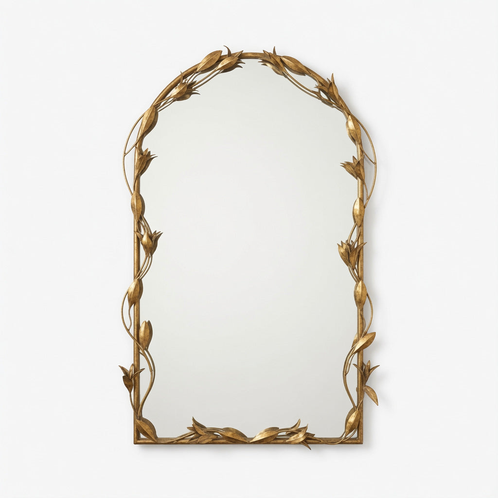 Decorative Floral Wall Mirror Rustic Design | High & Bury