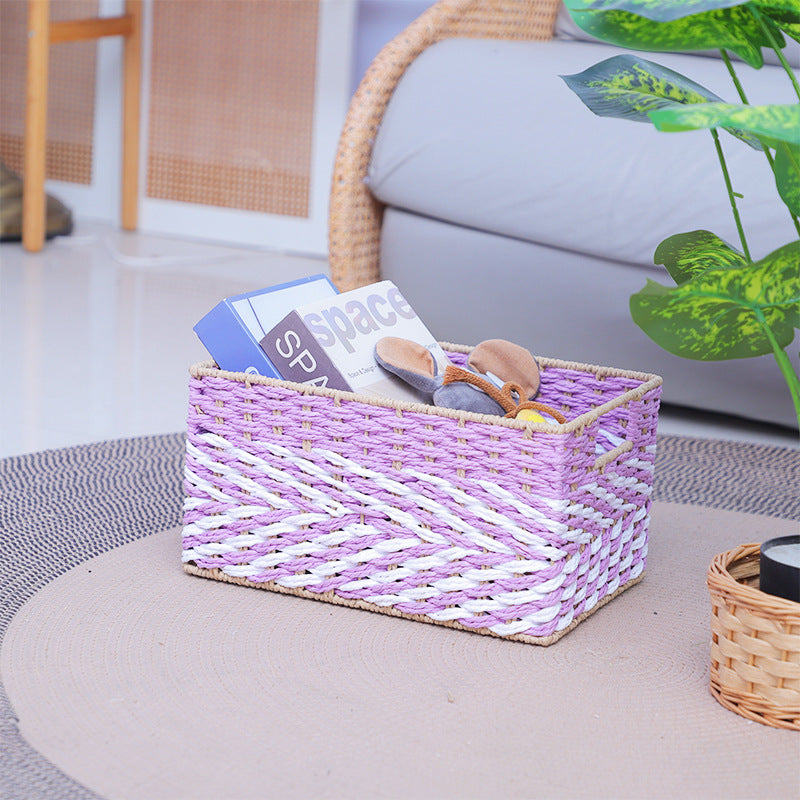 Braided Storage Basket Lilac Blue | High & Bury