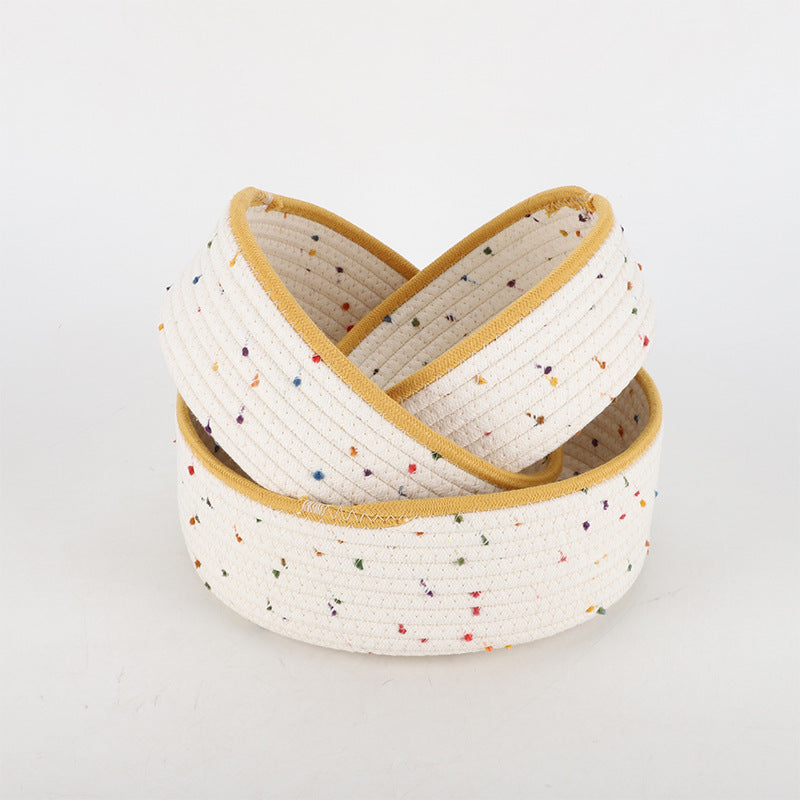 Storage Basket made of Natural Cotton Fabric with Colorful Dots | High & Bury