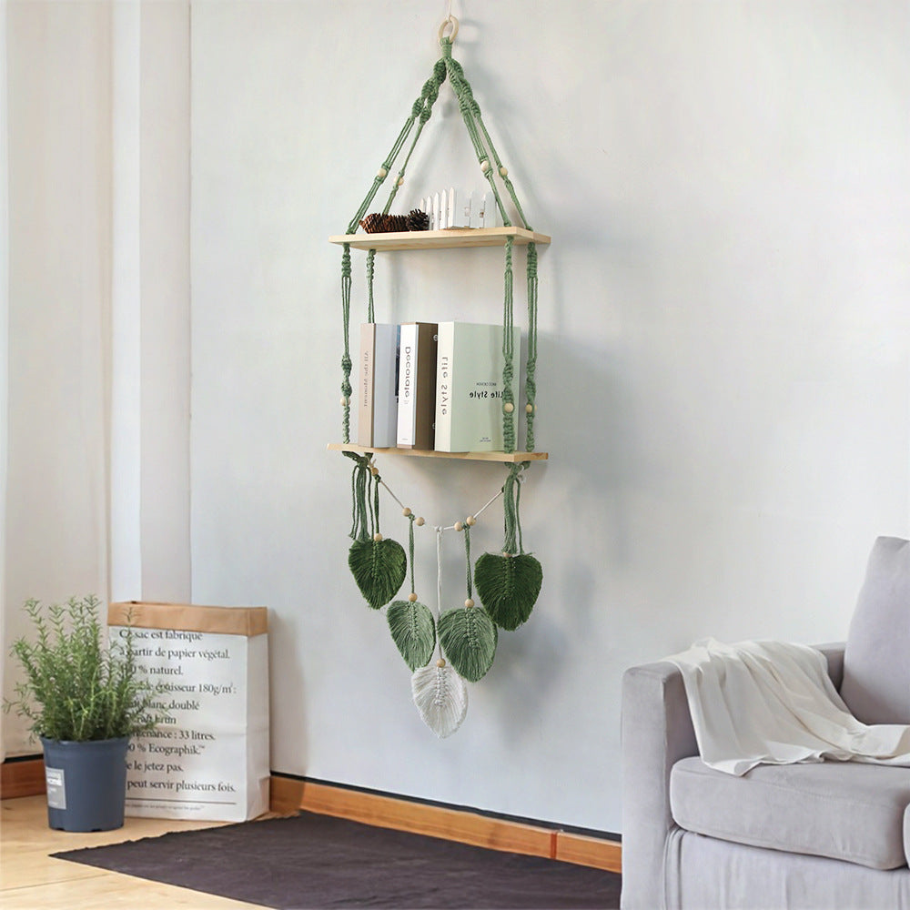 Macrame Plant Shelf with Artistic Leaf Design | High & Bury