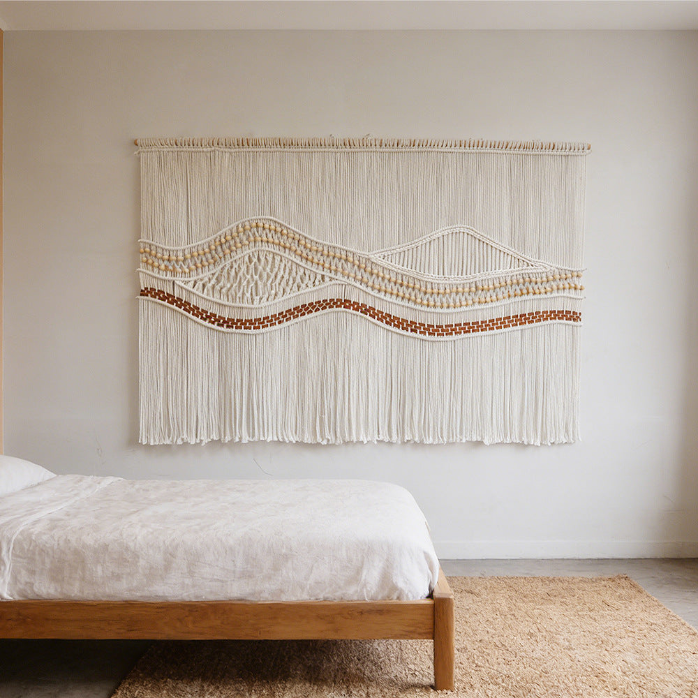 Artistic Macrame Wall Hanging with Elegant Wave Patterns | High & Bury
