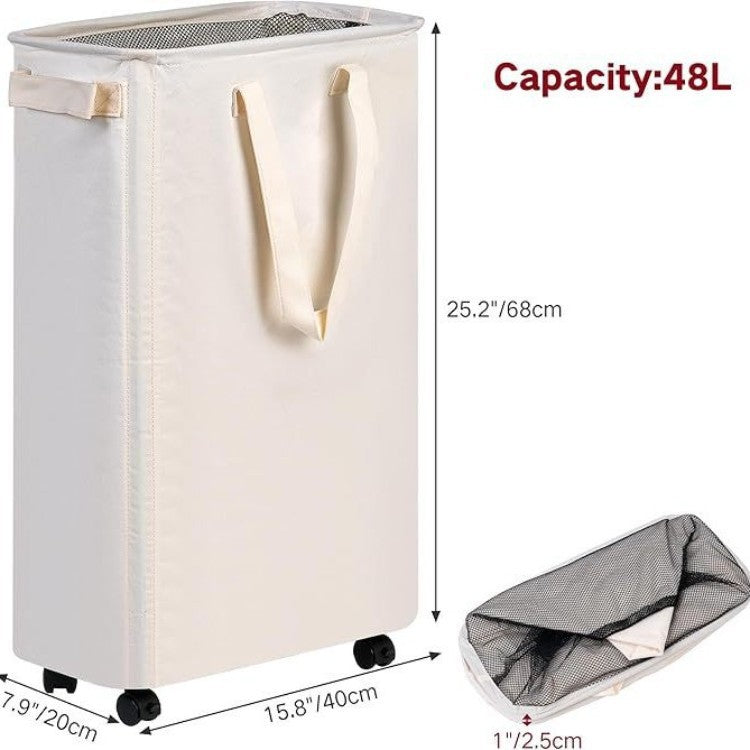 Foldable Laundry Basket with Wheels and Practical Lid | High & Bury