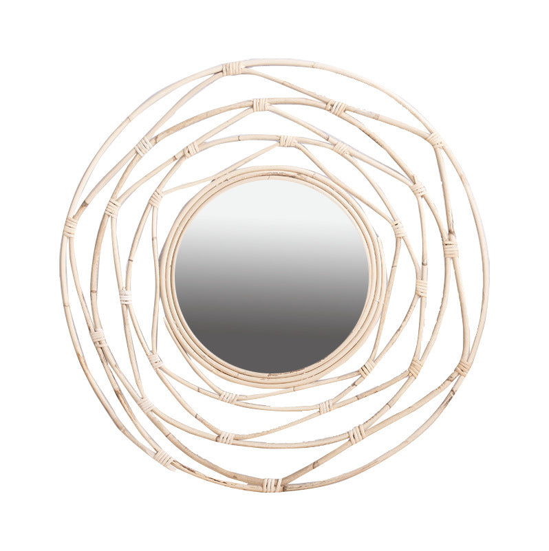 Elegant Round Wall Mirror made of Natural Rattan | High & Bury
