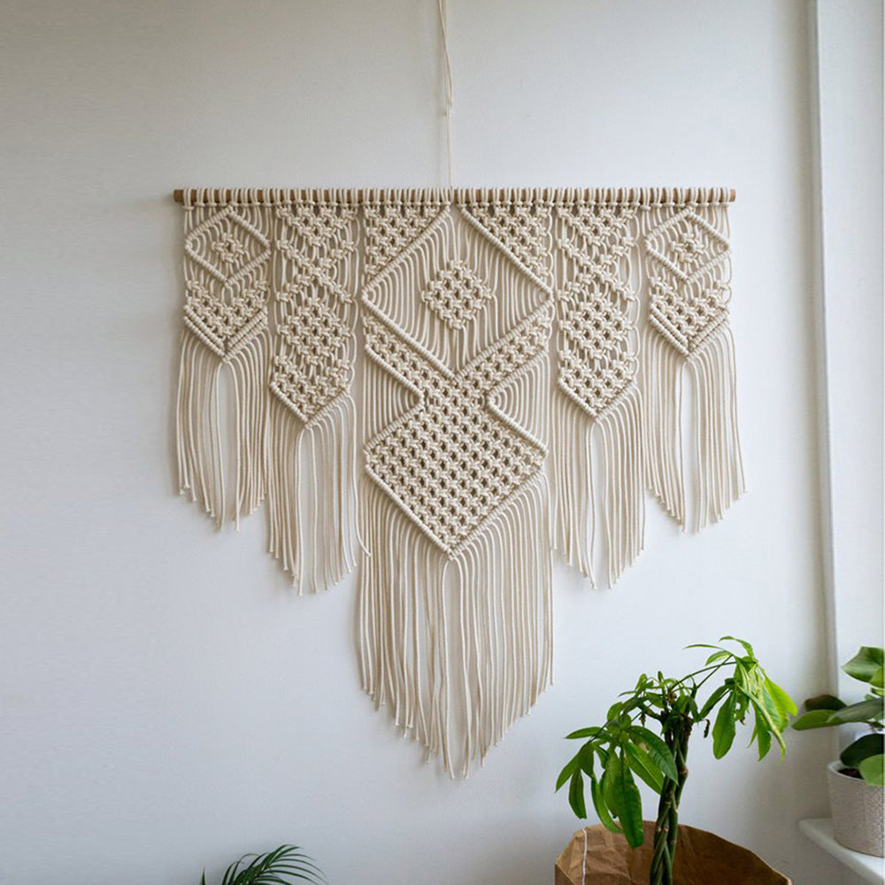 Decorative Macrame Wall Tapestry Red Orange | High & Bury