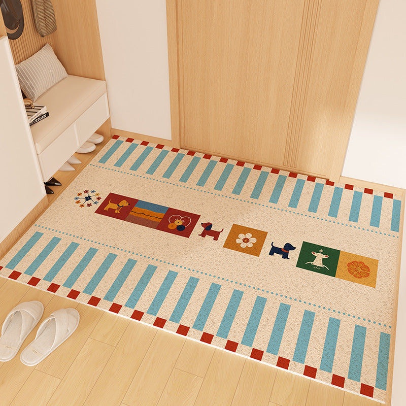 Playful Striped Dog Print Welcome Mat | High & Bury