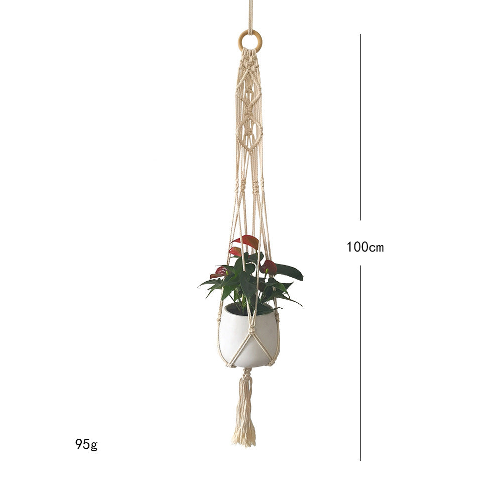 Macrame Plant Hanger with Decorative Tassels Blue | High & Bury