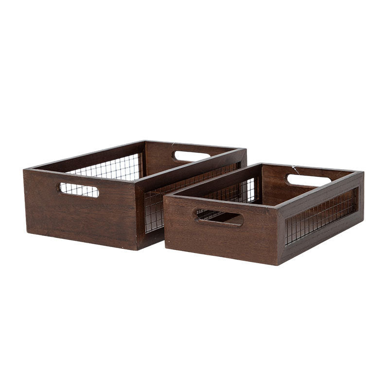 Wooden Storage Box with Metal Grid | High & Bury