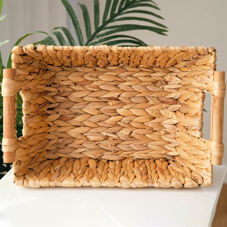 Braided Storage Basket with Wooden Handles | High & Bury