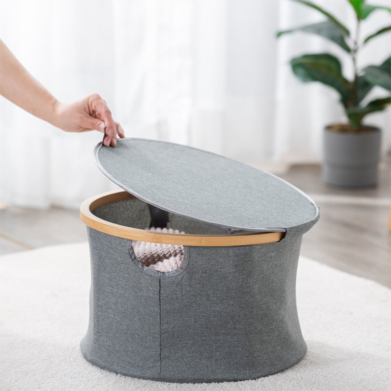 Storage Basket with Sturdy Bamboo Lid | High & Bury