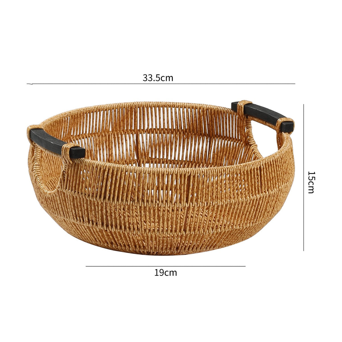 Handcrafted Braided Storage Basket with Wooden Handles | High & Bury