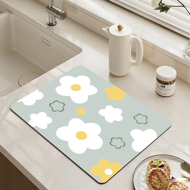 Decorative Kitchen Floor Mat Green Yellow Pink | High & Bury