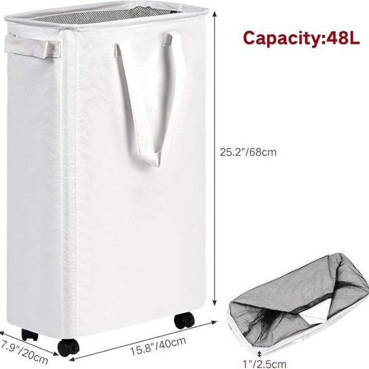 Foldable Laundry Basket with Wheels and Practical Lid | High & Bury