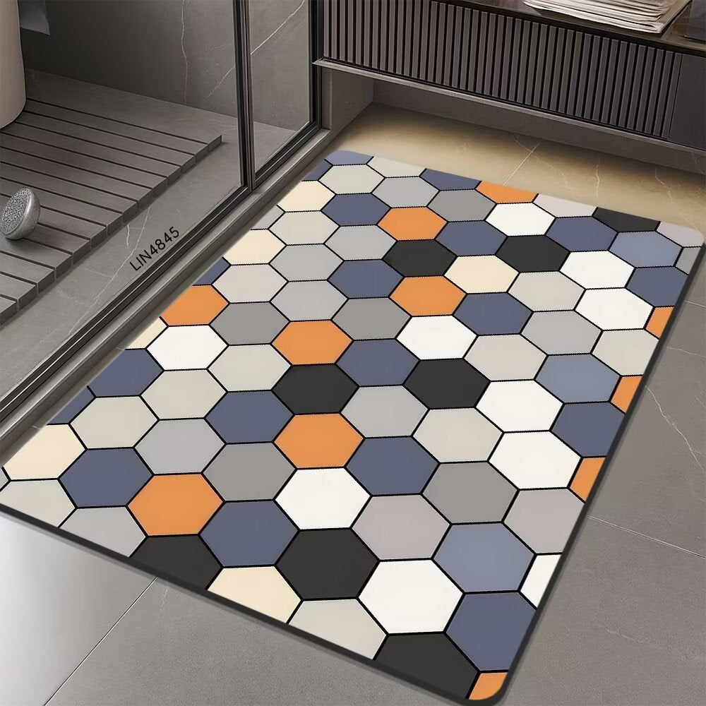 Geometric Hexagonal Pattern Bath Mat | High & Bury