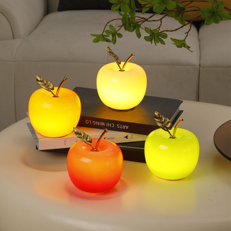 Ceramic Apple Table Lamp with Brass Rod and Metal Base | High & Bury