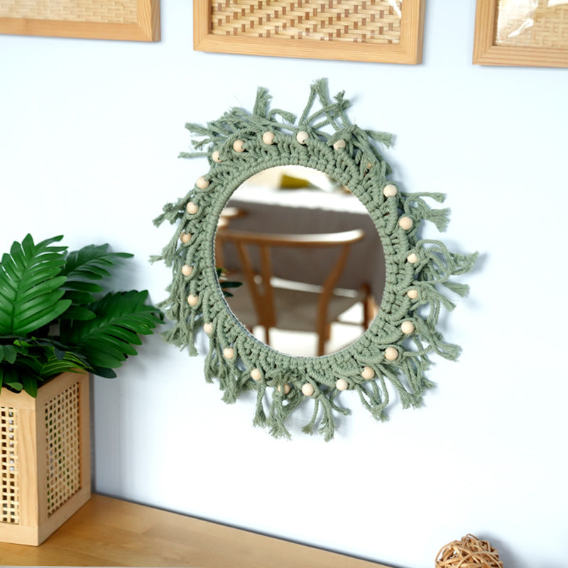 Hand-Knotted Mirror with Macrame Border | High & Bury